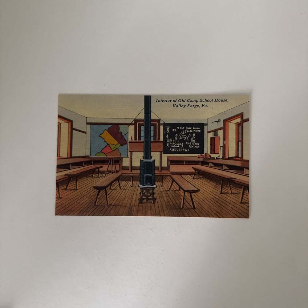 Interior of Old Camp School House Valley Forge, Pennsylvania PA Original Antique